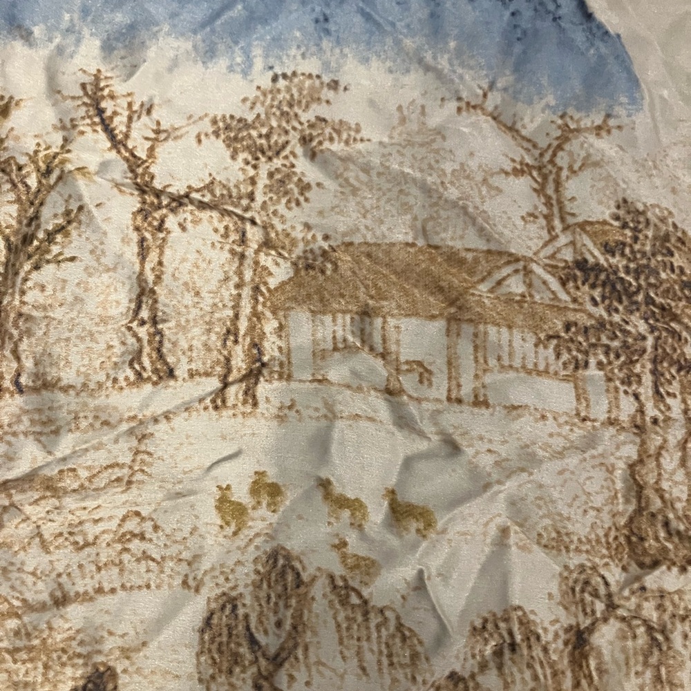 Scenic Print Silk Scarf